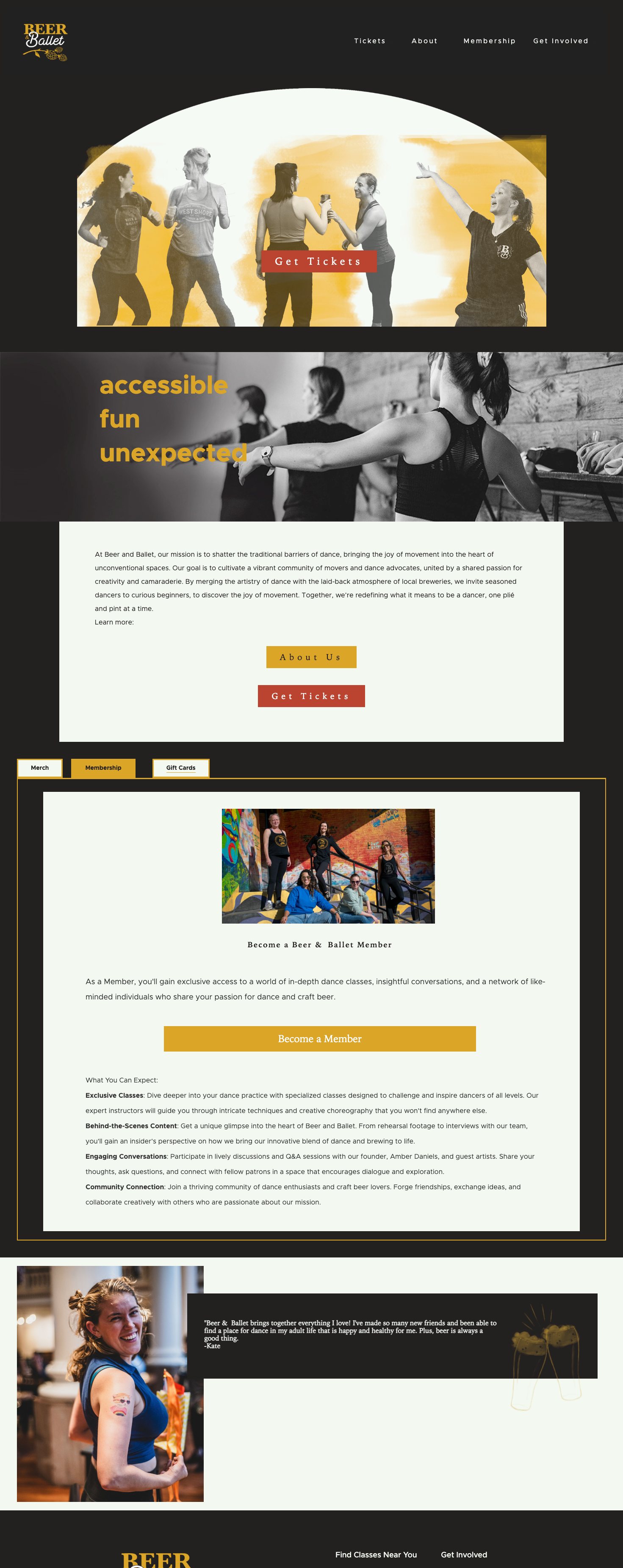 Beer & Ballet site, full page